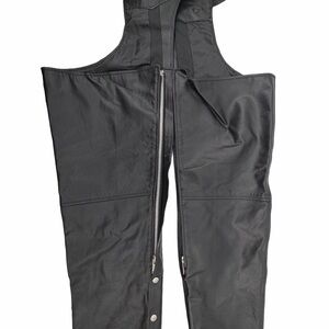 Black Leather Women's/ Men’s M Motorcycle Riding Chaps Wore 2 times